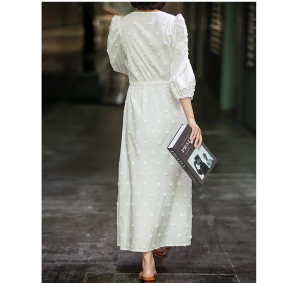 MAJE Roxitane floral-embroidered organic-cotton midi dress Size 34 - Picture 9 of 14